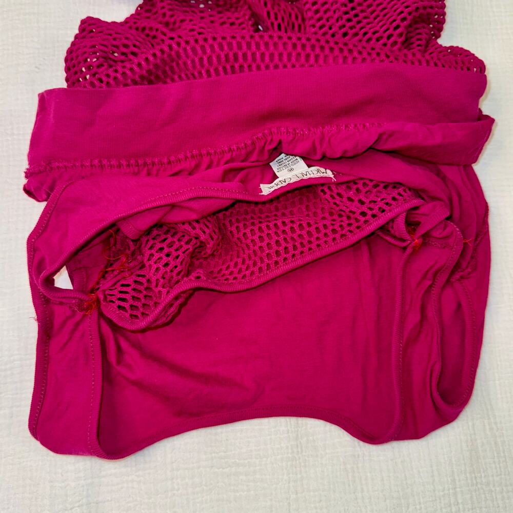 Vintage 80s Michael Carrie Fuchsia Mesh Crop Batwing Top Women's Medium Festival - Picture 6 of 16